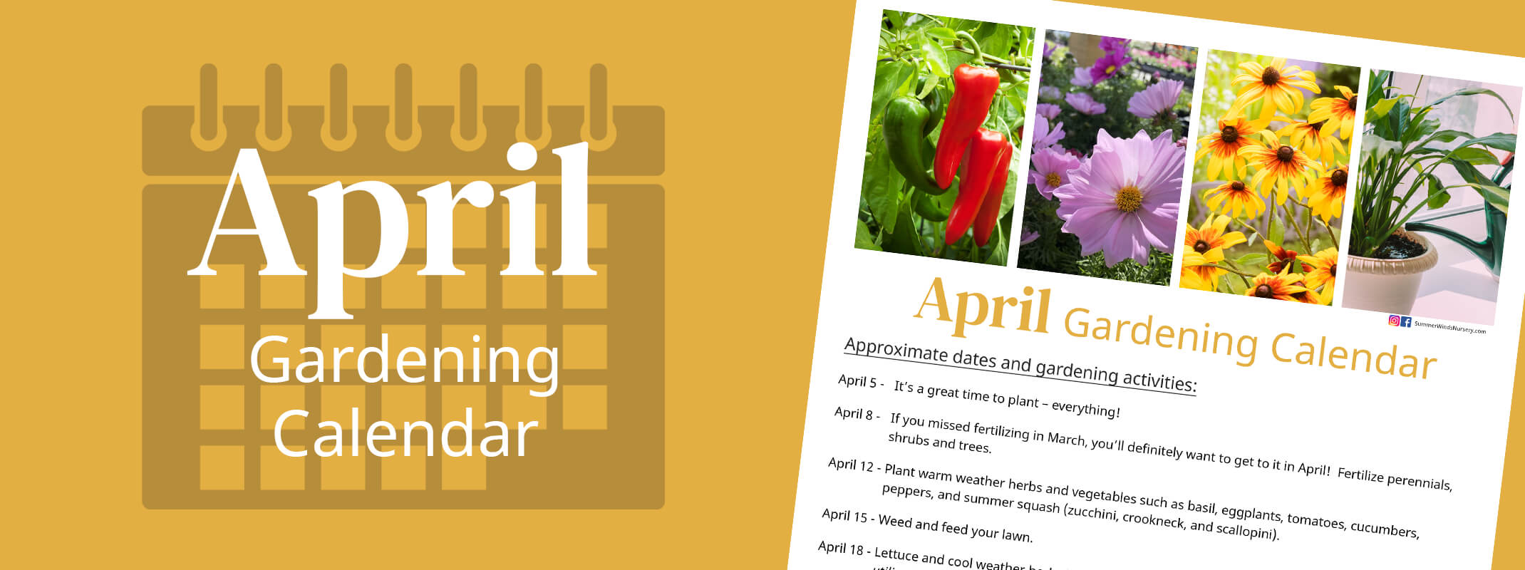 April gardening calendar with gardening tips 