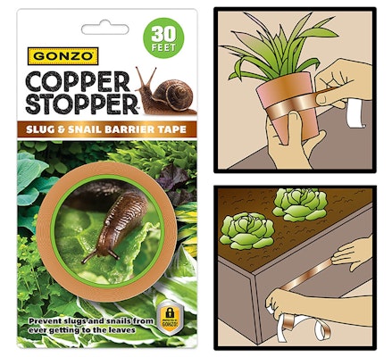 Gonzo copper stopper slug and snail barrier tape and application
