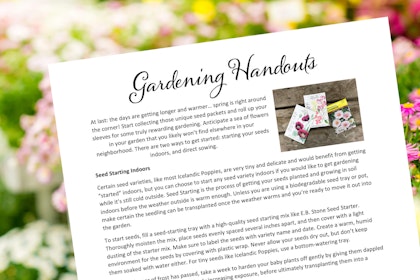 gardening handouts page on on beautiful floral background