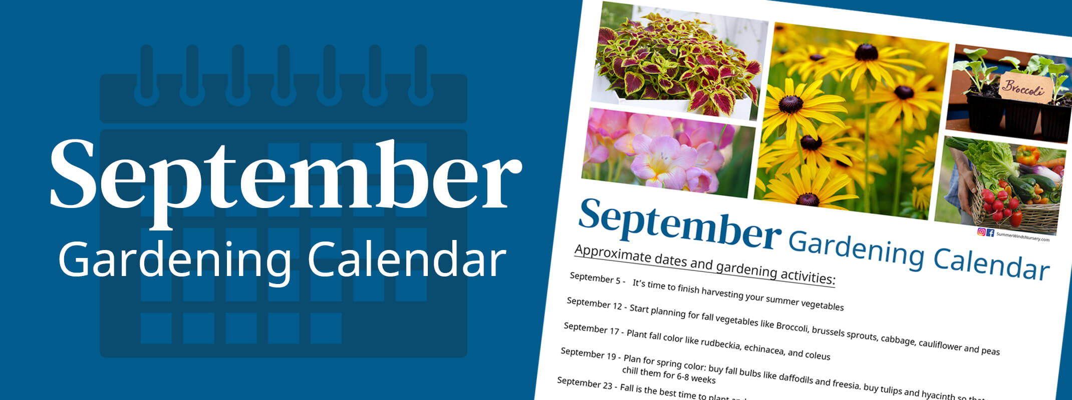 September gardening calendar banner