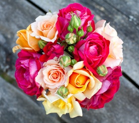 A colorful bouquet of fresh-cut roses.