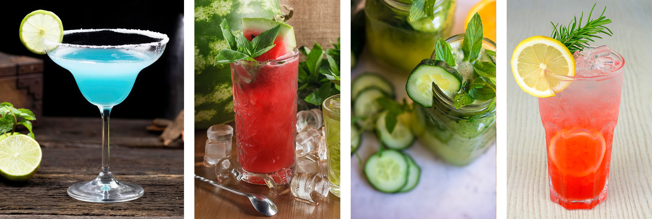 4 different summer drinks made with garden-fresh ingredients.