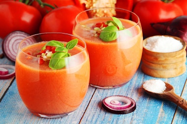 Homemade gazpacho made with garden-fresh ingredients!