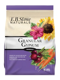 A bag of E.B. Stone Naturals Granular Gypsum Minerals.