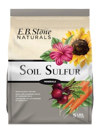 A bag of E.B. Stone Naturals Soil Sulfur Minerals.