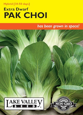 A packet of Lake Valley Seed - Extra Dwarf Pak Choi Seeds.