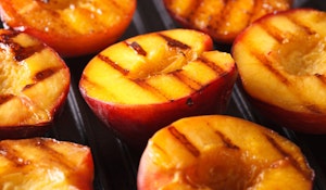 early alberta peaches sliced and grilled