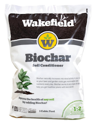 A bag of Wakefield Biochar Soil Conditioner.