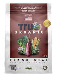 A bag of True Organic Blood Meal.
