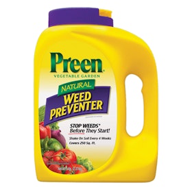 A container of Preen Natural Weed Preventer.