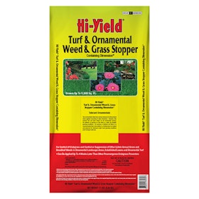 A bag of Hi-Yield Turf & Ornamental Weed & Grass Stopper.