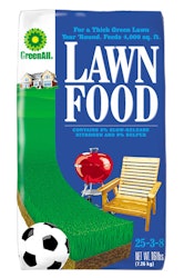 A bag of GreenAll Lawn Food.