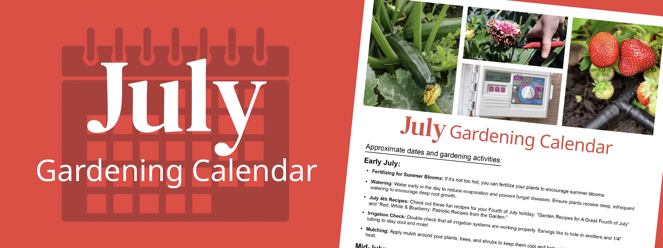 july gardening calendar with tips on the right