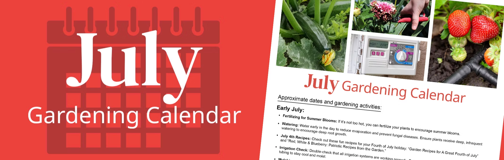 july gardening calendar with tips on the right