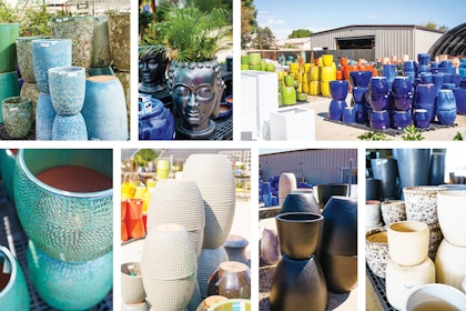 A variety of planters/pots for use outdoors.