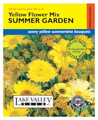 A packet of Yellow Flower Mix Summer Garden Flower Seeds by Lake Valey Seed.