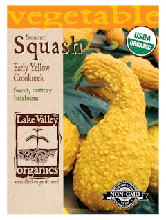 Summer Squash A packet of organic summer squash seeds from Lake Valley Organics.