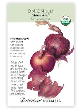 Monastrell Bulb Onion - Botanical Interests A packet of Monastrell Bulb Onion Seeds by Botanical Interests.