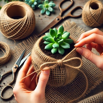 holiday succulent ornament step 3 holiday succulent ornament step 3 finish tying up burlap