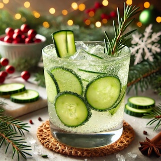 holiday cucumber holly cooler mocktail