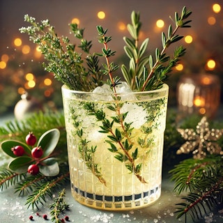 holiday herb spritzer mocktail