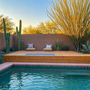 Desert Backyard with Yoga Deck and Pool