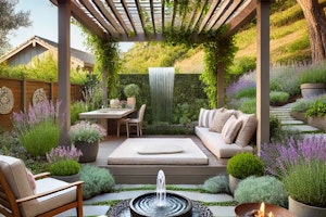 sustainable gardening ideas - a personal retreat with plants and water features