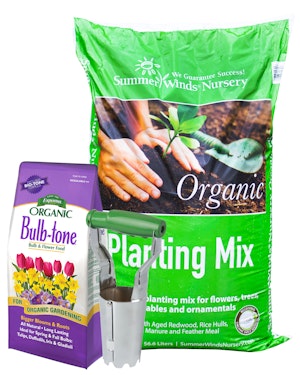 summerwinds planting mix espoma bulb-tone food and a bulb planter