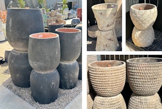 Four different styles of outdoor pots.