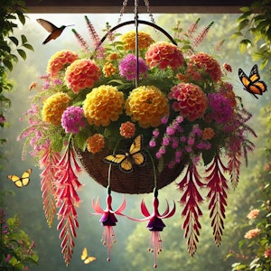 pollinator paradise hanging basket created through ai