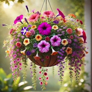 Sun loving color hanging basket created through ai
