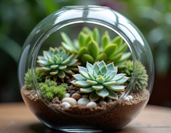 terrarium with desert plants