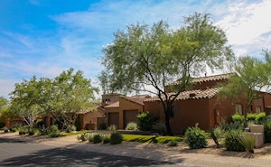 Desert House with Shade Trees