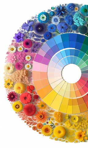 color wheel half with flowers