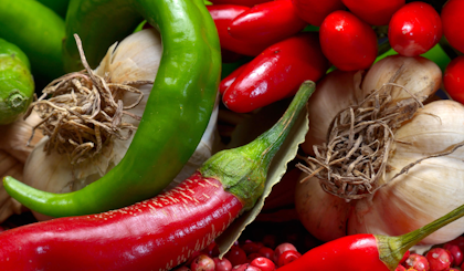 hot peppers and garlic