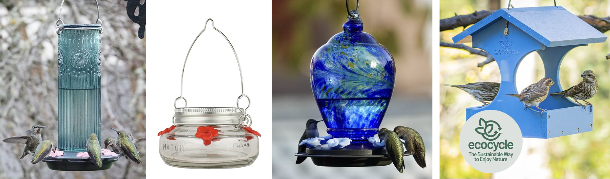 nature's way birdfeeder for hummingbirds and other california birds recycled and artisan glass