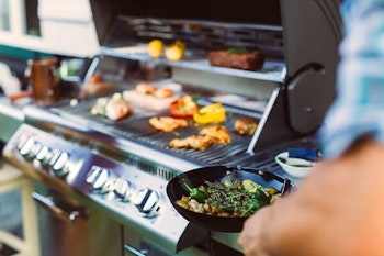 barbecue in outdoor patio kitchen space summerwinds california