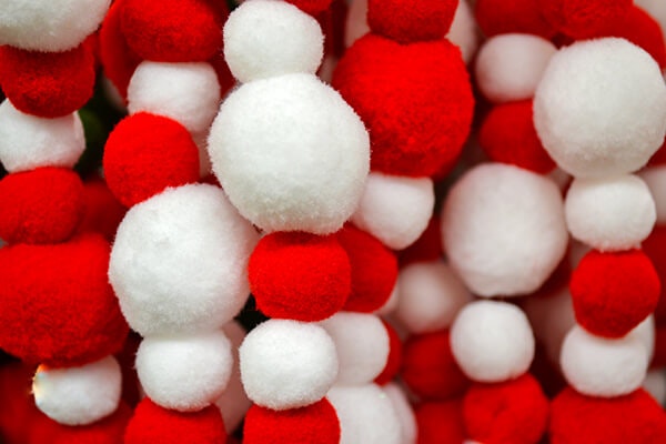red white christmas pom poms summerwinds california