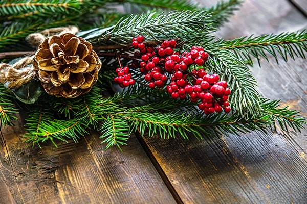evergreen garland with pinecones and berries summerwinds california