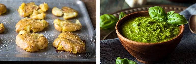 smashed potatoes with pesto sauce recipe summerwinds arizona