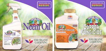 2 Bonide Products for Organic Gardening: Neem Oil, and Copper Fungicide.