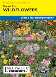 A packet of Dwarf Mix Wildflower seeds from Lake Valley Seed.