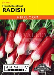 A packet of French Breakfast Radish seeds from Lake Valley Seed.