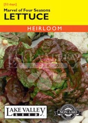 A packet of Marvel of Four Seasons Lettuce seeds from Lake Valley Seed.