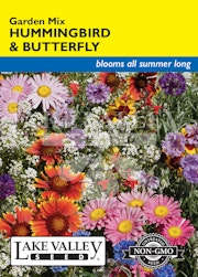 A packet of Garden Mix Hummingbird & Butterfly seeds from Lake Valley Seed.