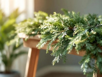 greenery garland on table