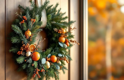 greenery wreath holiday thanksgiving fall