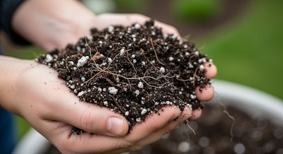 person holding soil