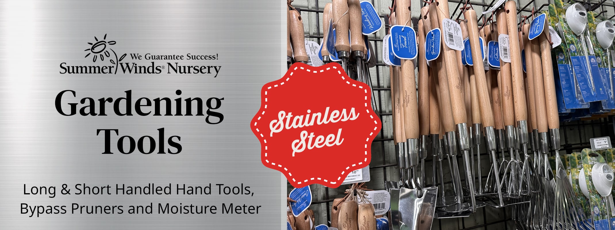 summerwinds gardening tools new long & short handled hand tools, bypass pruners and moisture meter stainless steel summerwinds gardening tools new long & short handled hand tools, bypass pruners and moisture meter