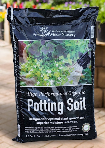 SummerWinds nursery high performance organic potting soil in garden center